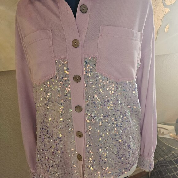 Fantastic Fawn Lavender sequin shacket - Picture 2 of 10